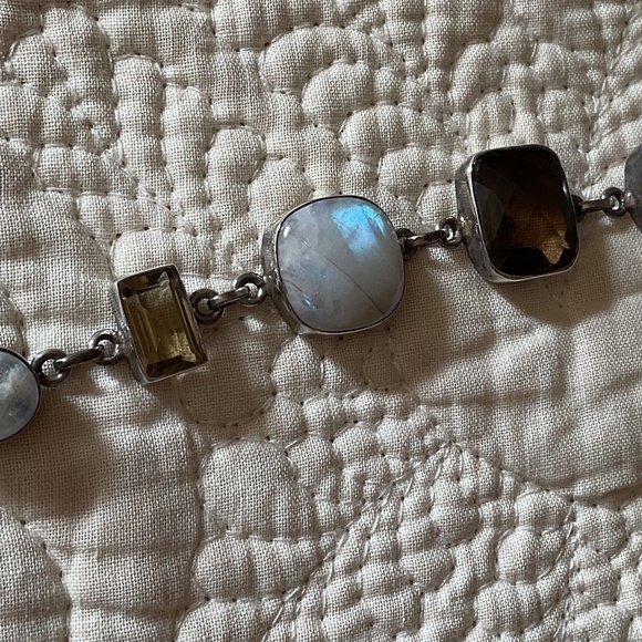 Sterling Silver 925 Smoke Topaz/Moon Stone/Citrine beautiful bracelet - Picture 8 of 11